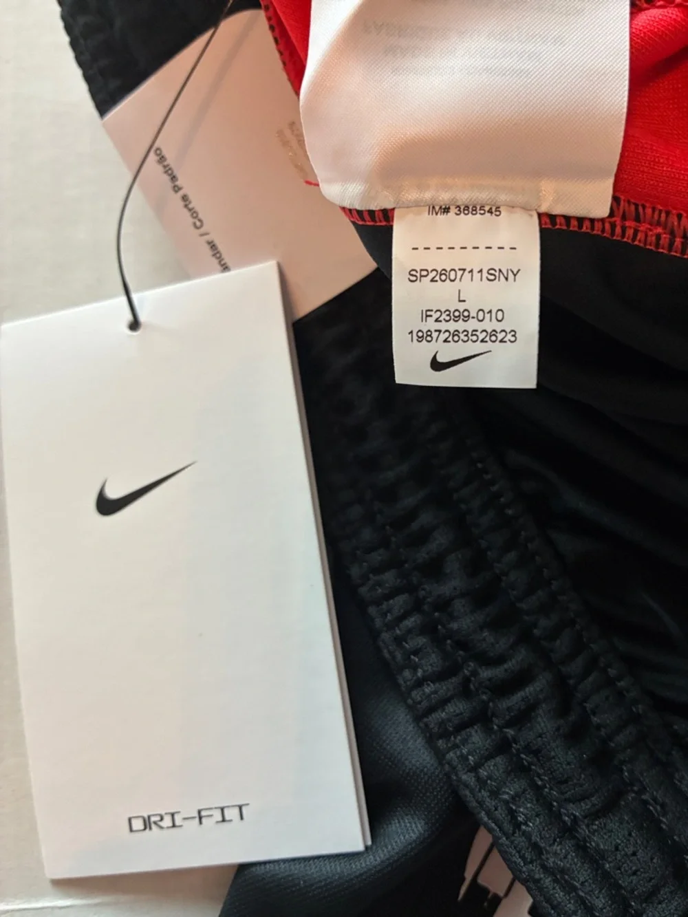 Boys Nike Black Shorts with Red Side Panels and White Swoosh - Picture 2 of 7